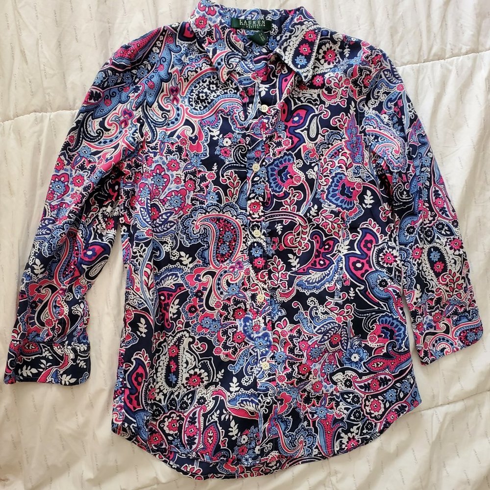 Ralph Lauren 3/4 sleeve button-down Shirt P-XS